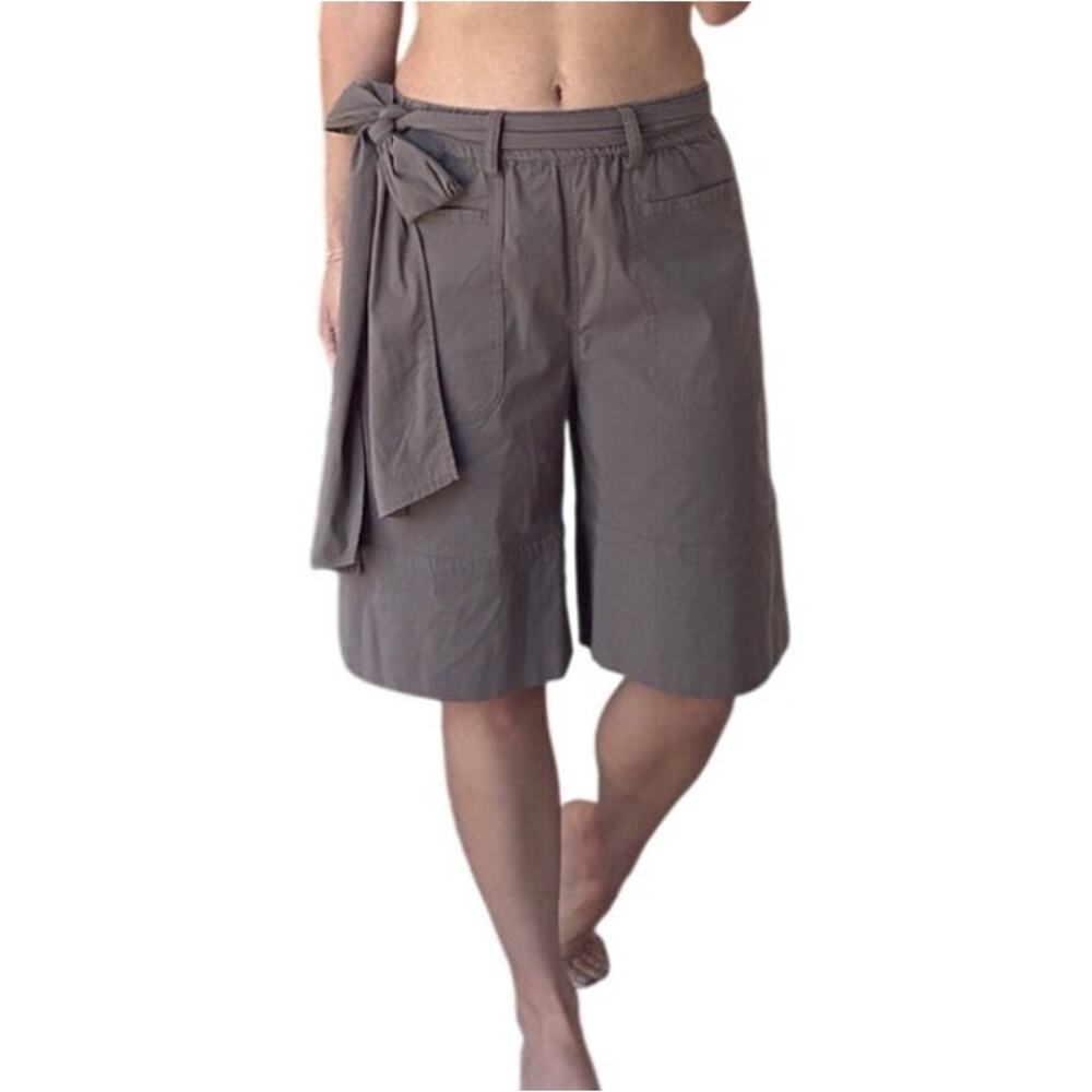 Mela Purdie Taupe Beige Bermuda Belted Tie Waist Shorts Size XS (AUS 8)